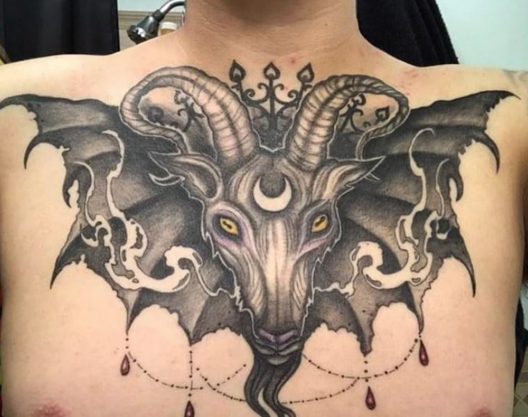 Goth goat skull tattoo